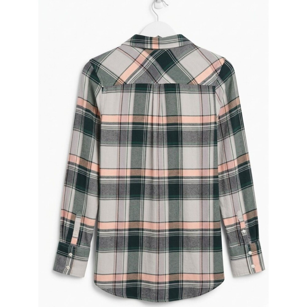 Merona Plaid Button Down Lightweight Shirt Sz M Boho Minimalist Coastal - Picture 2 of 5